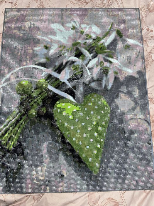 Картина з алмазної мозаїки «Зелений лист» | ручна робота