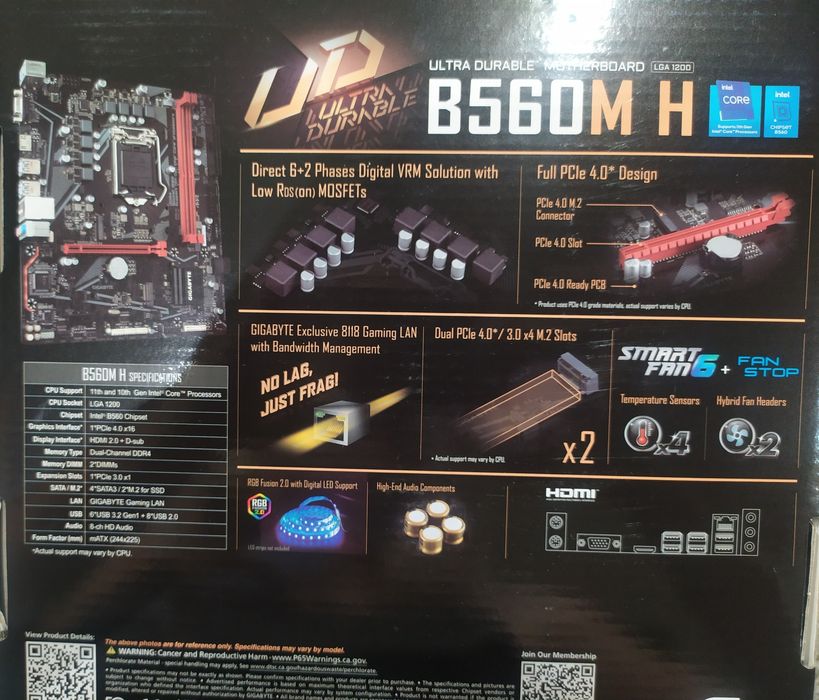 Материнская плата GIGABYTE B560M H s1200 B560 4xDDR4 M.2 HDMI-VGA Type