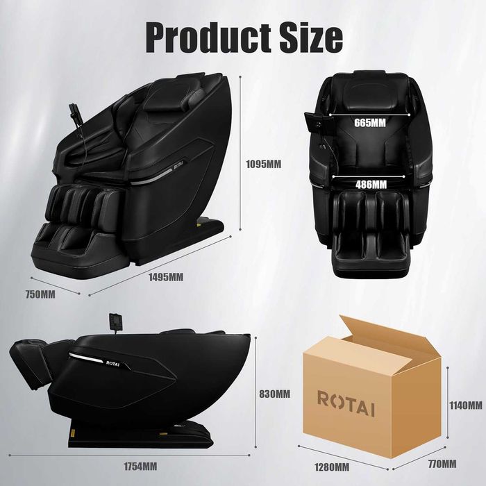 Fotel masujacy ROTAI regulowany, bluetooth, SHIATSU, podgrzewanie całego ciała, 3D masażer