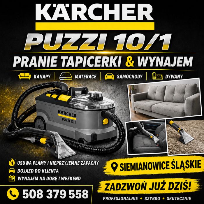 Profesionalne pranie tapicerek oraz Wynajem maszyny piorącej Karcher puzzi 10/1