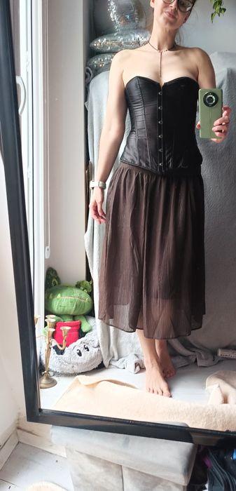 Spódniczka luźna brązowa vintage 36 S luźna cienka brąz