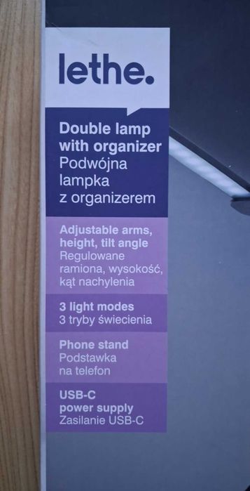 Lamkpa Biurkowa Lethe Podwójna lampka z pojemnikiem na przybory Czarna