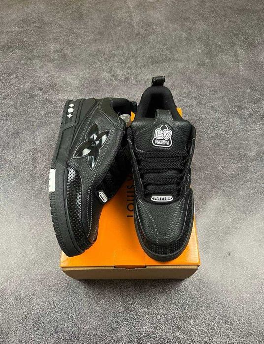 Кросівки Louis Vuitton LV Skate Grained Leather Trainer Black Sneaker