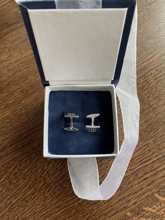 Запонки серебро-черный цирконий -30%