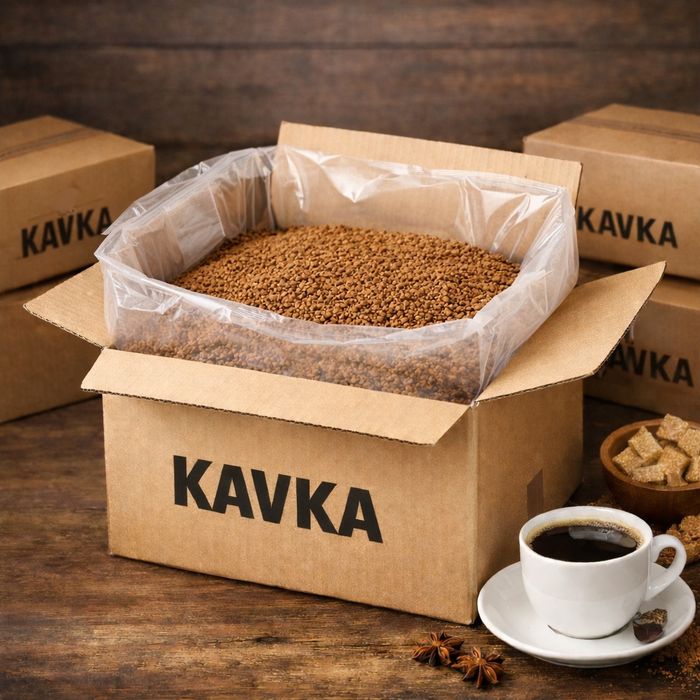 Розчинна кава сублімована вагова KAVKA в ящиках.