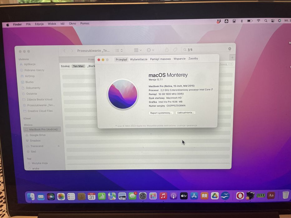 MacBook Pro 15,4 uszkodzony