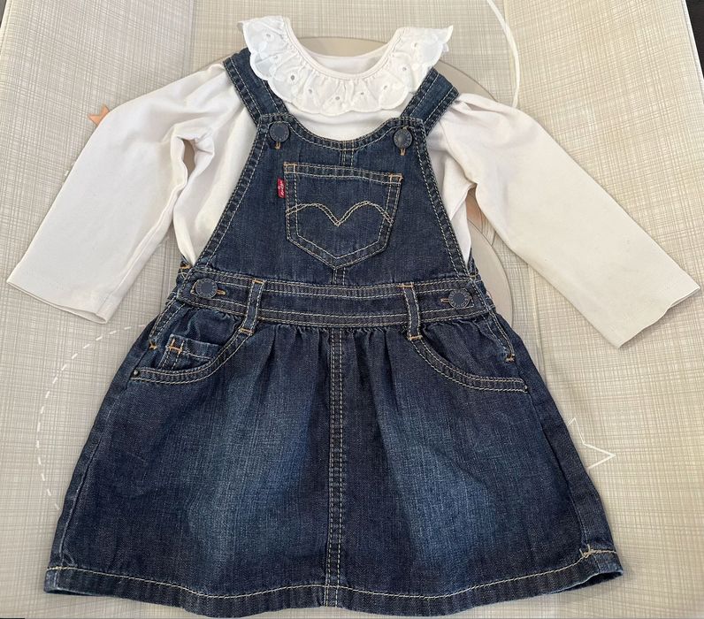 Saia de Ganga Levi's + Camisola Branca (12-18M)
