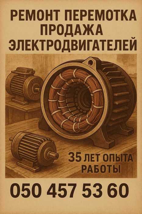 Продажа, перемотка  и ремонт электродвигателей: лифтовые, крановые.