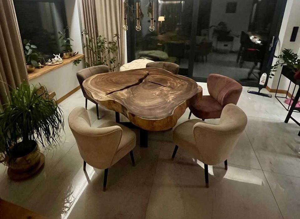 Stół drewniany blat monolit plaster Suar 160cm