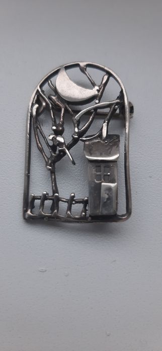 Broszka autorska srebro bajkowa chatka