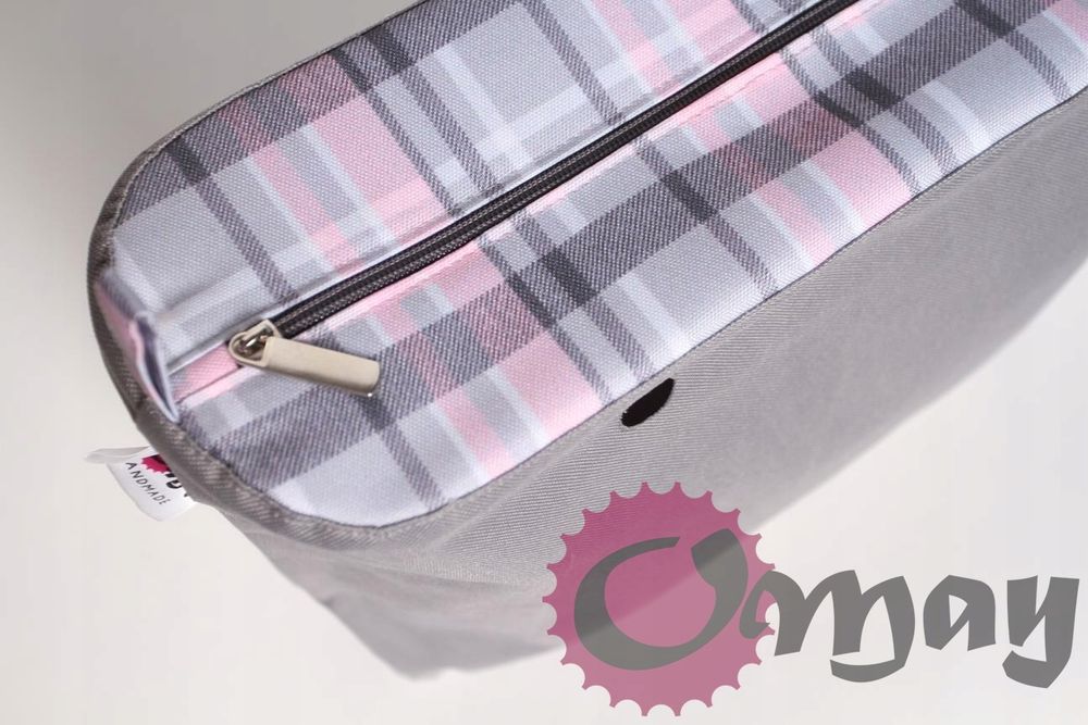 organizer OBAG STANDARD krata szary róż wkład 2 kieszenie OMAY