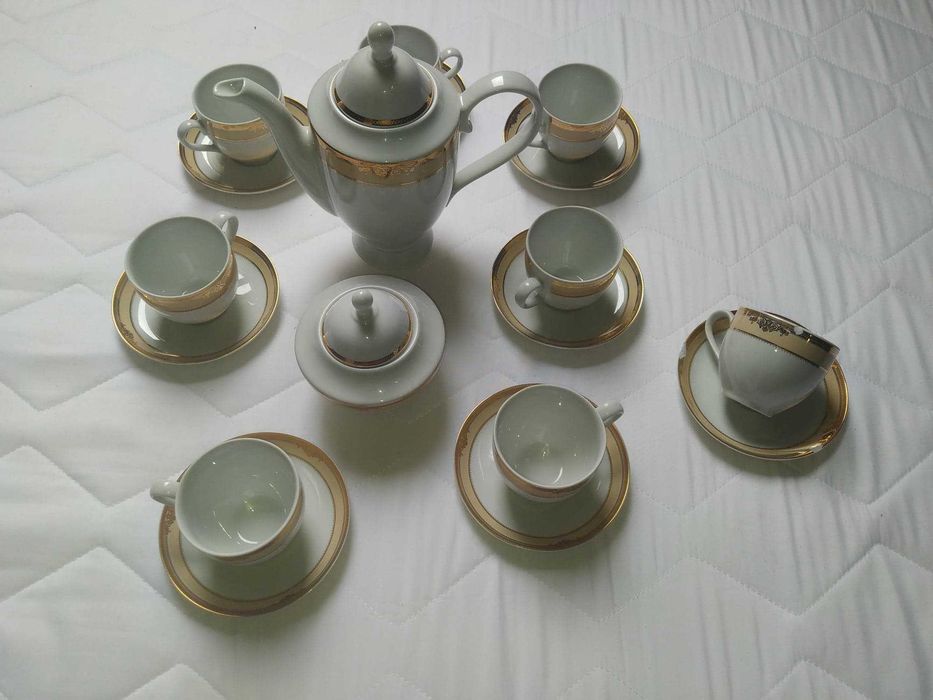 Zestaw kawowy Porcelana Wałbrzych A.D. 1845 Złocony