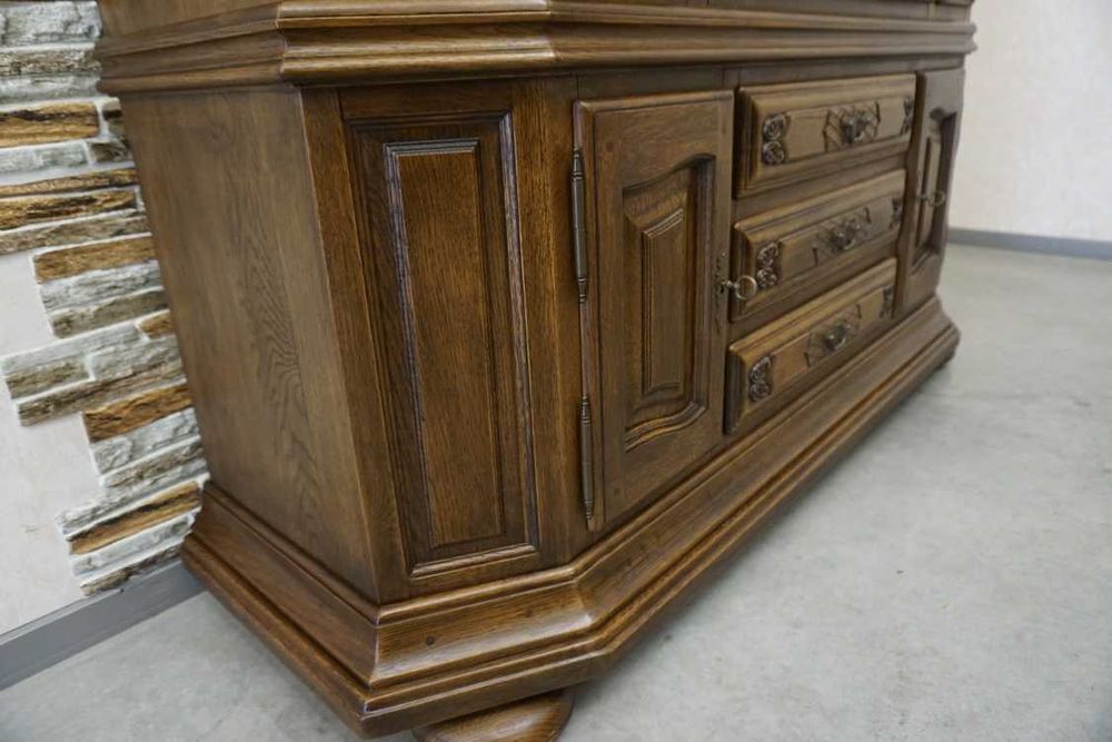 Witryna Dębowa Lity Dąb Ciemna Przebogata szer. 170 cm (P-1371)