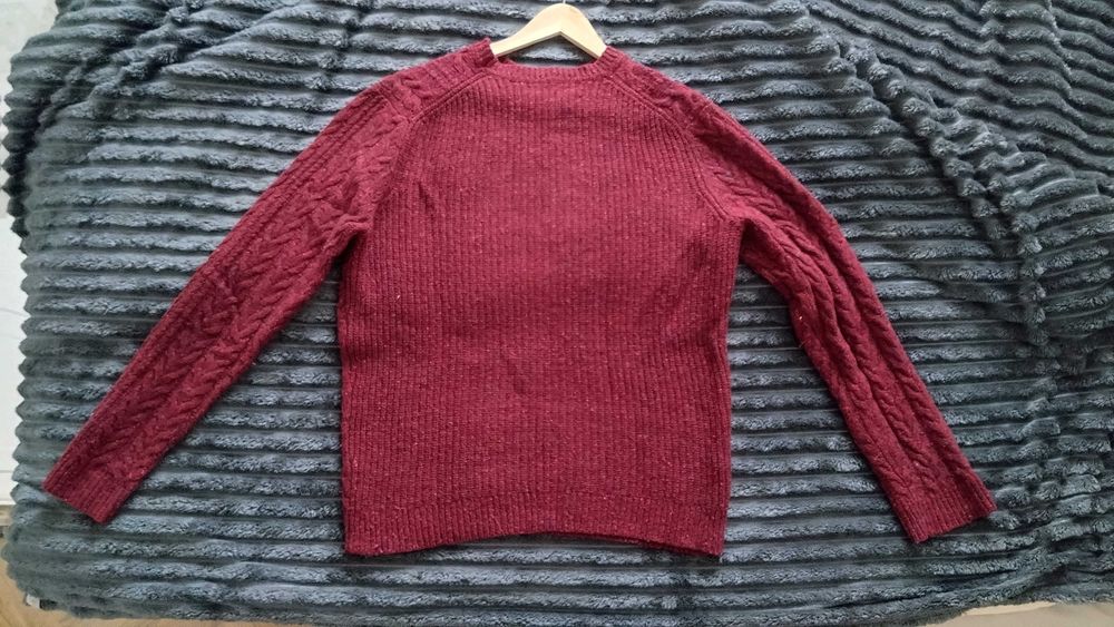 Sweter męski Mango bordowy M 60% wełna [skurczony do S po praniu]