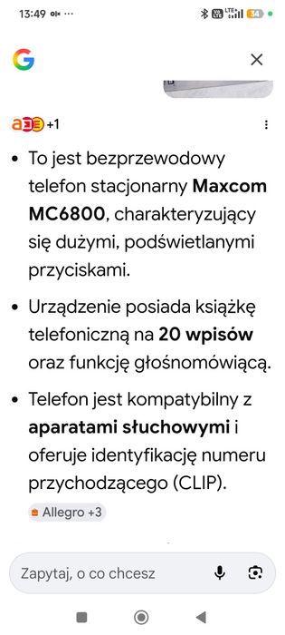 Telefon bezprzewodowy DECT MC 6800