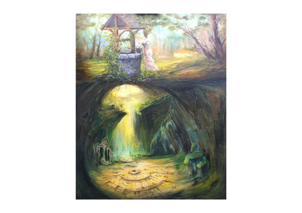 Obraz autorski oryginalny olejny Duży Las Runy 92x125 cm + rama