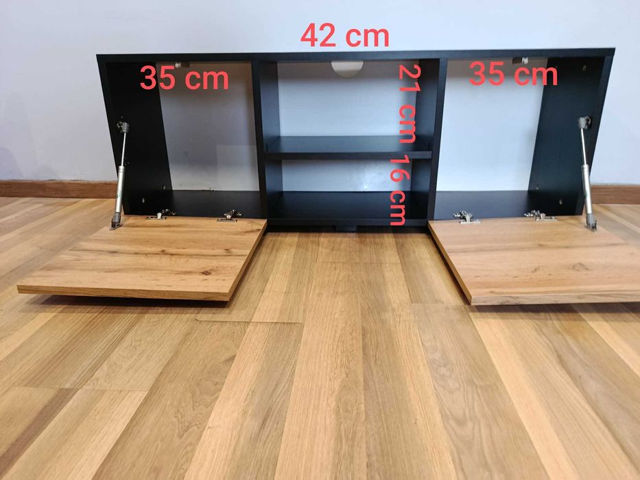 Szafka RTV. Stolik kawowy LOFT. Dąb wotan, czarny