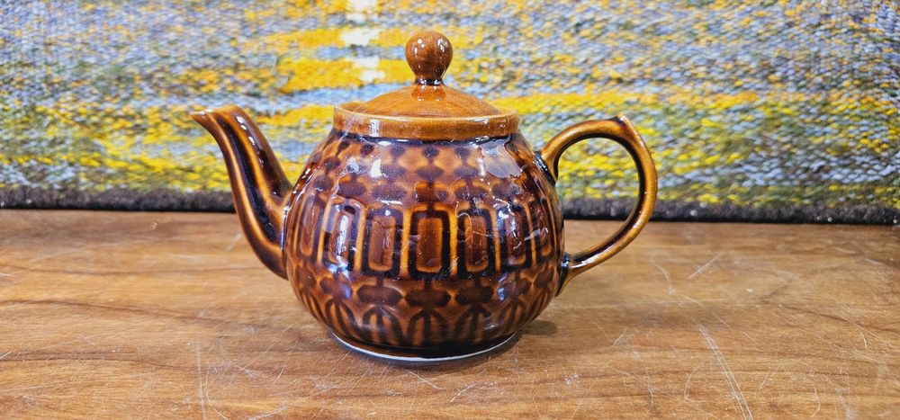 Ceramiczny czajniczek Pruszków, wzór aztecki, mały