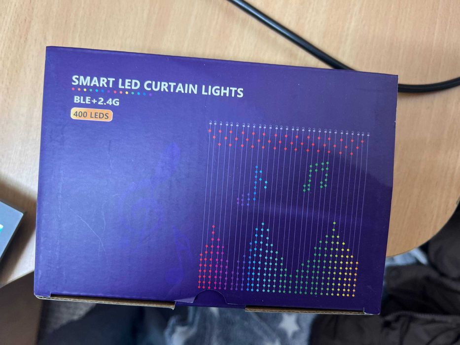 Умная гирлянда штора 2*2 M RGB, управление телефоном или пультом USB