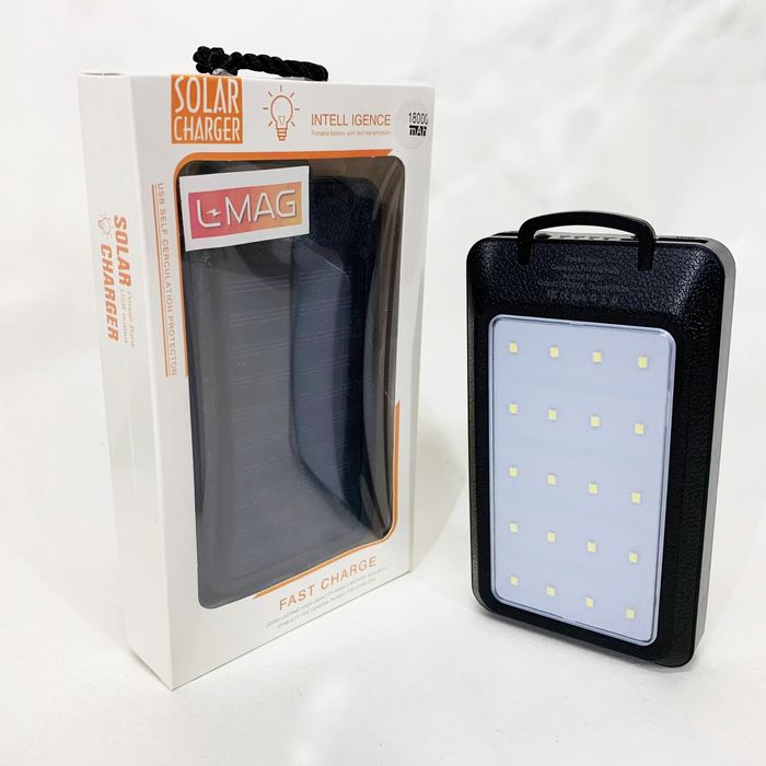 Power Bank Solar 18000 mAh мобільне зарядне з сонячною панеллю та лампою, Power Bank Charger