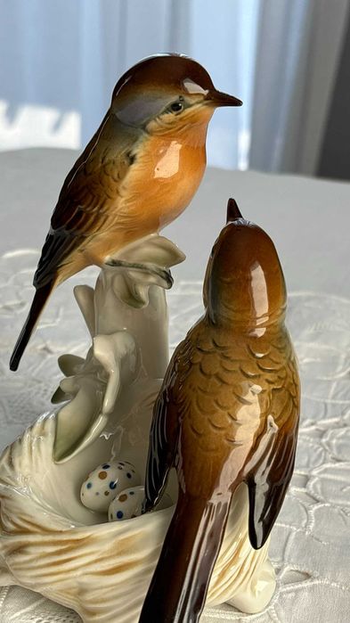 Karl Ens rzadka figurka ptaki gniazdo porcelana 7499