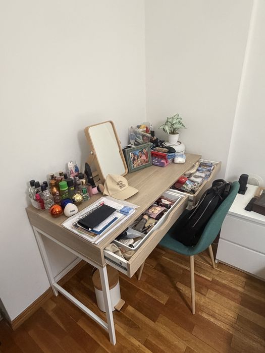 Secretária ALEX velatura branca/efeito carvalho