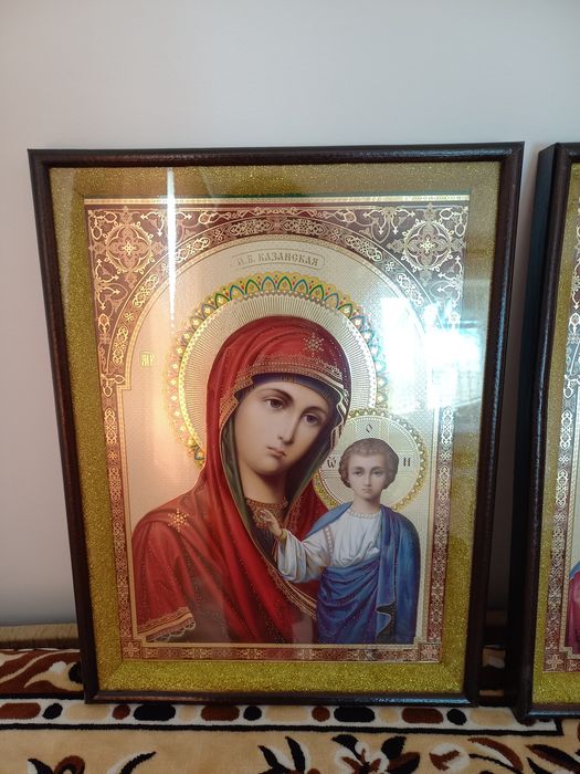 Нові ПРАВОСЛАВНІ ікони в дерев'яних кіотах зі склом 33,5×44,5×3 Казанс