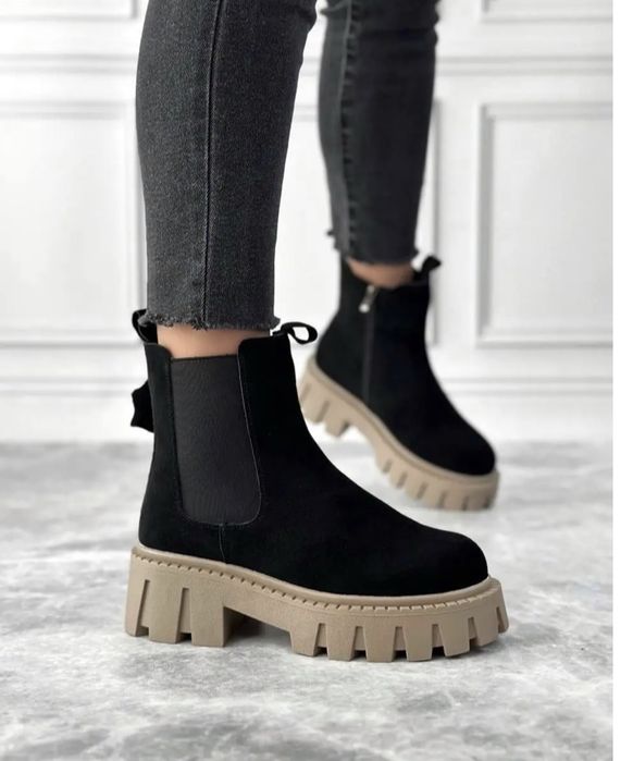 Ботинки натуральний замш челси замшевые сапоги