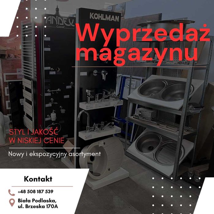 Wyprzedaż asortymentu- baterie, umywalki, deski i  inne