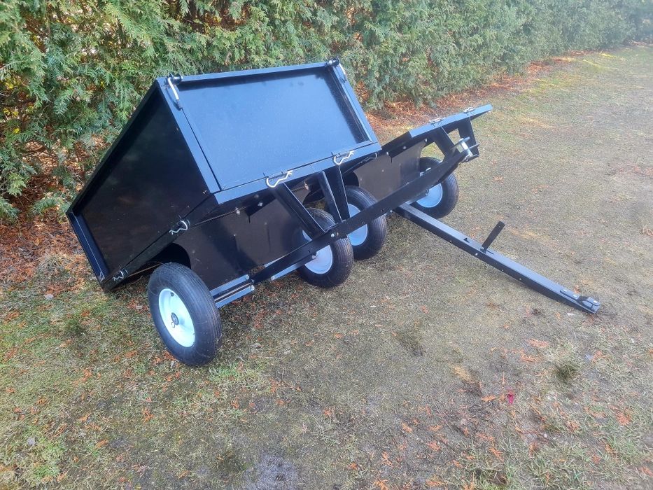 Przyczepka z otwieranymi burtami do kosiarki traktorka quada laweta