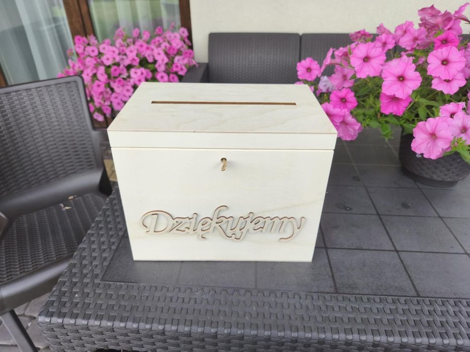 Pudełko drewniane skrzynia skrzynka box na koperty ślubne