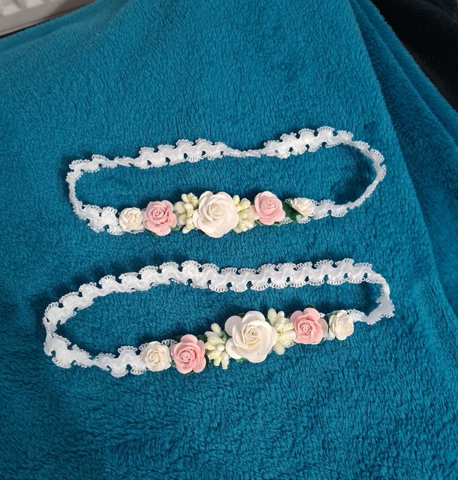 Opaska wianuszek sesja chrzest roczek handmade