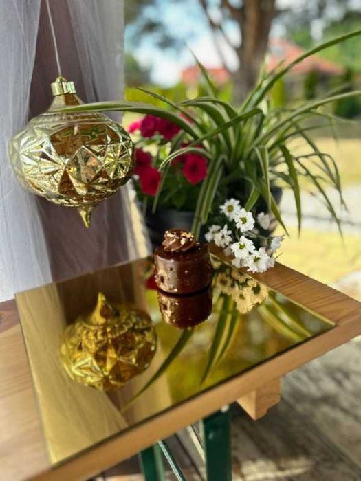 lustro podkładka słodki stół złota 25x25cm lustrzana