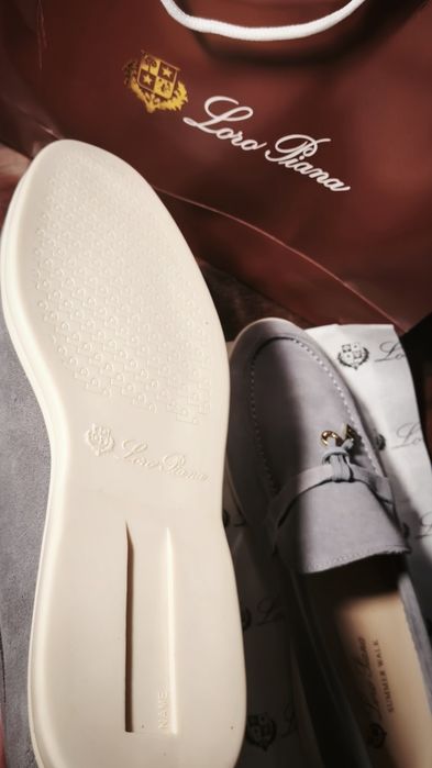 Loro Piana Summer Walk Charm Loafers - Light Grey 44EU