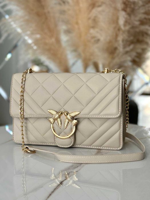 Torebka JASKÓŁKI listonoszka kopertówka wizytowa beżowa