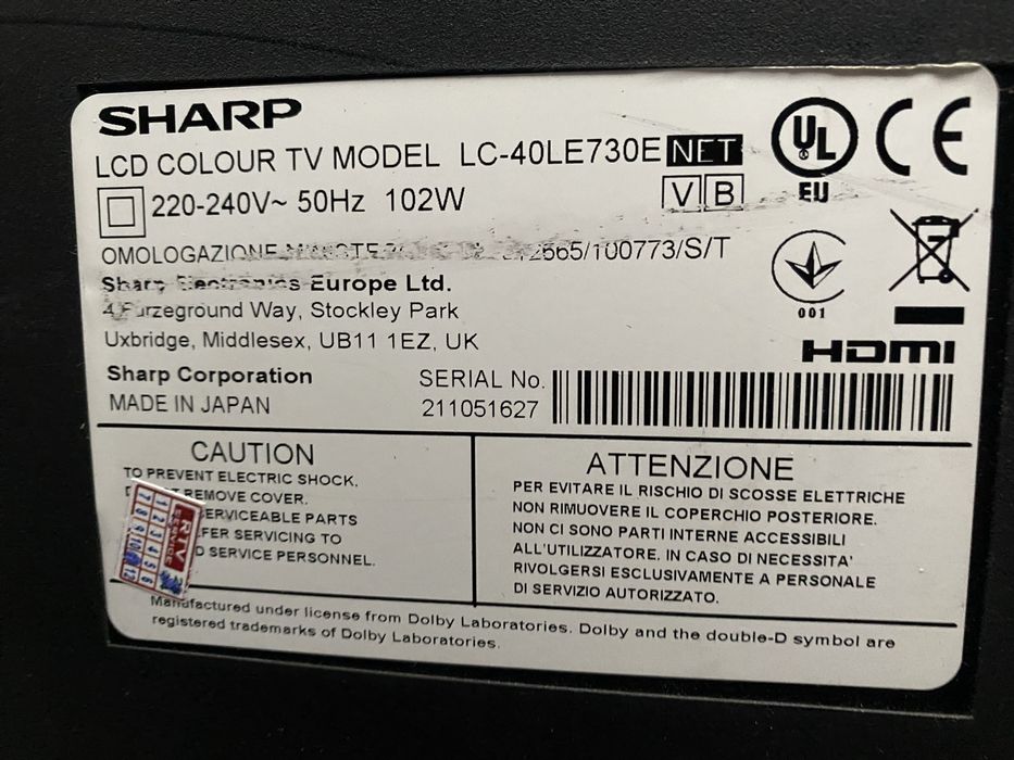 LED ТВ Sharp LC-40LE730E Full HD, 4 HDMI, USB, 100 Гц