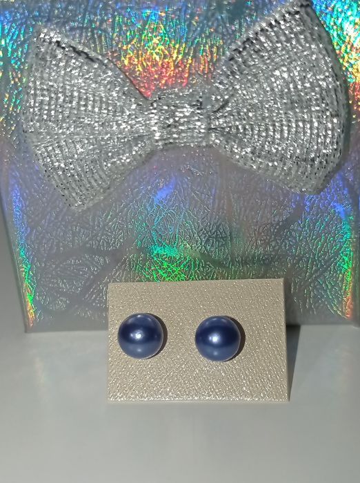 Nowe kolczyki kulki granatowe ze stali nierdzewnej wkrętki