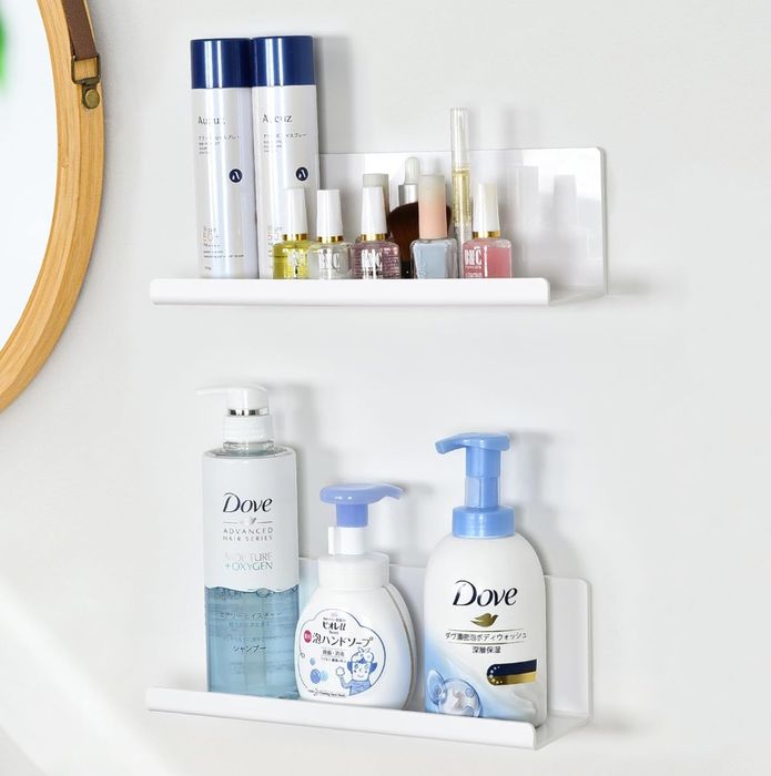 2szt Toski półki ścienne bez wiercenia 30 cm, biały akryl