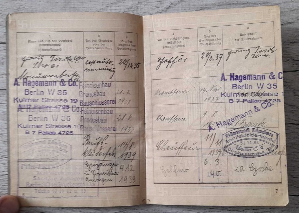Arbeitsbuch książeczka pracy reich, niemcy rzesza