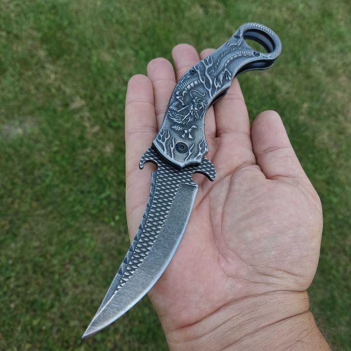 Nóż Taktyczny Karambit FULL METAL 3d Dragon KR7