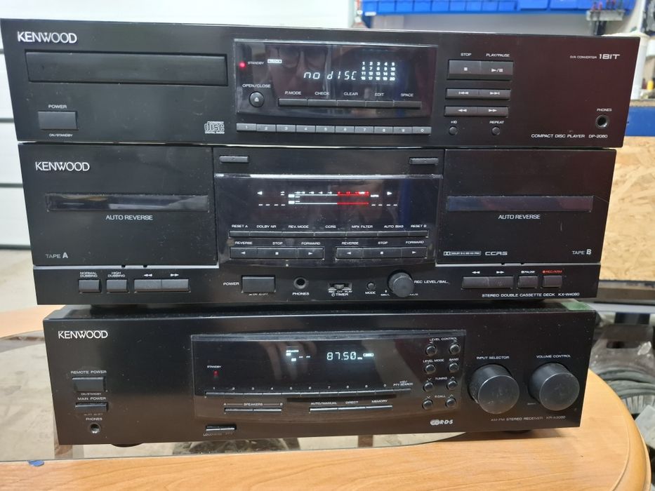 Kenwood wieża, wzmacniacz odtwarzacz cd, kasety kolumny polaris