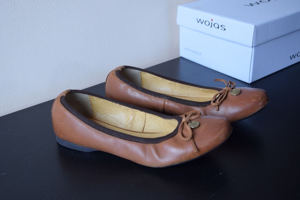 Baleriny Wojas brązowe skórzane rozm. 36
