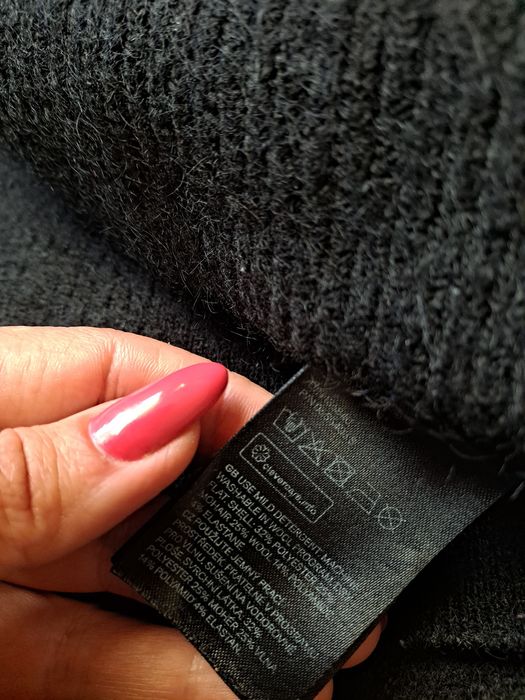 H&M M 25% Moher 25% wełna czarny luźny sweter