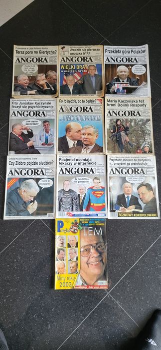 Zestaw gazet Angora – okładki z braćmi Kaczyńskimi