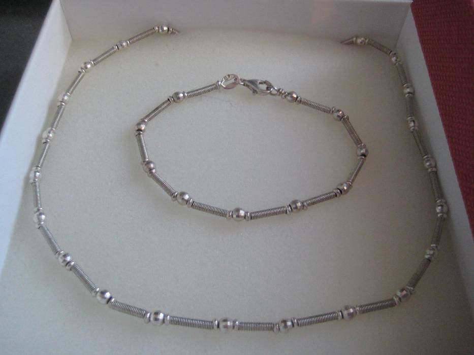 Fio e pulseira, conjunto em prata contrastada(NOVO)