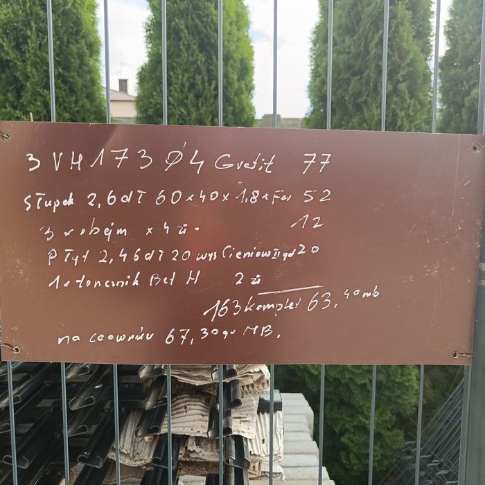 193 wys. 63,4 zł mb. Panele słupek łącznik obejma płyta