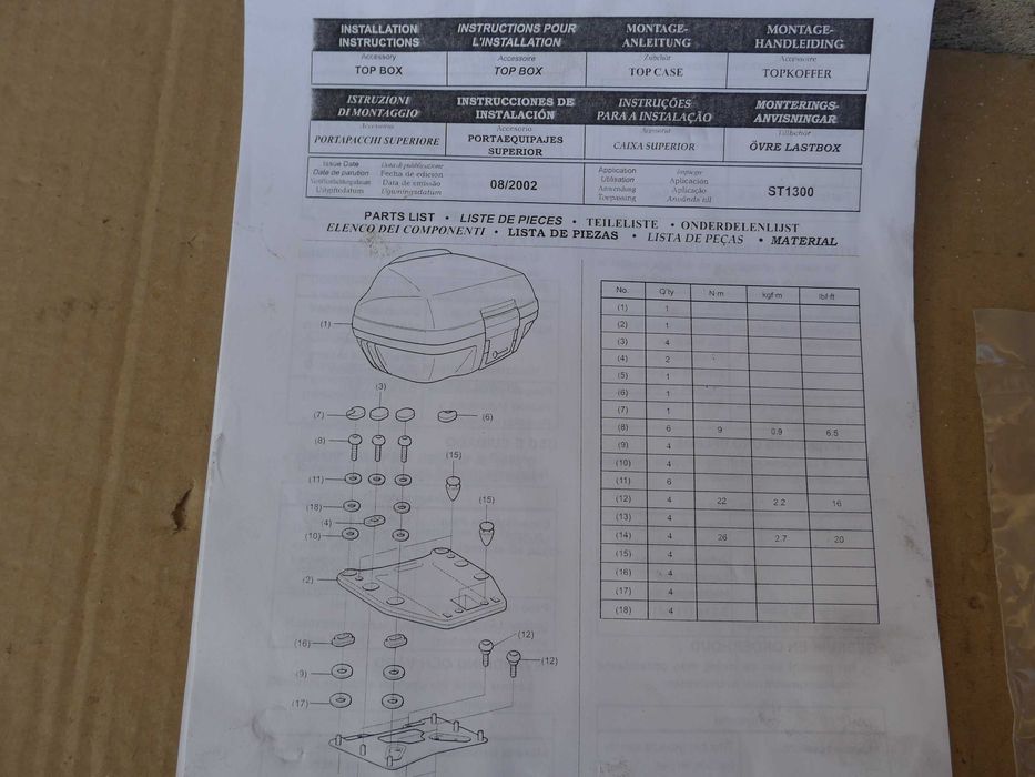 Honda ST 1300 Pan European PŁYTA pod kufer OEM oryginalny nowa