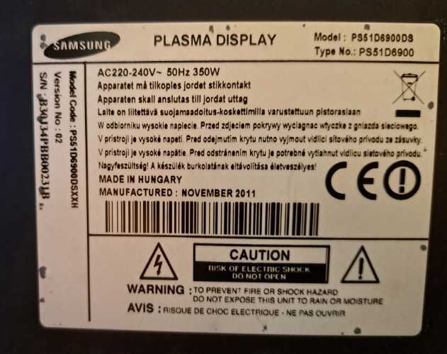 Samsung PS51D6900DS - niesprawny