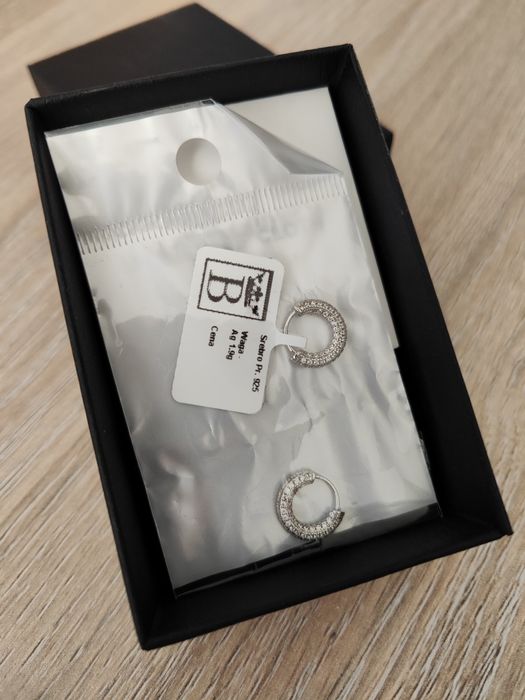 Kolczyki kółka srebrne próba 925/ Nowe