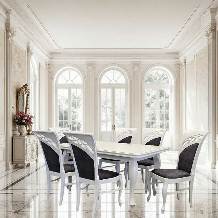 Krzesło do jadalni salonu klasyczne tapicerowane drewniane eleganckie